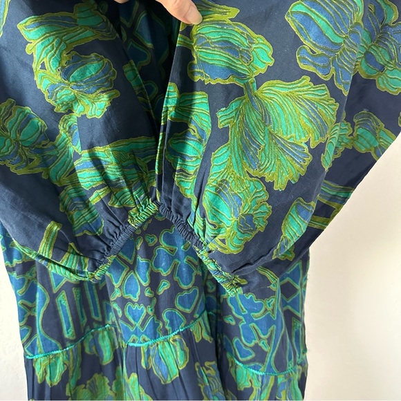 Ro's Garden Navy Tulip Tiered Midi Dress SZ L - Picture 3 of 7